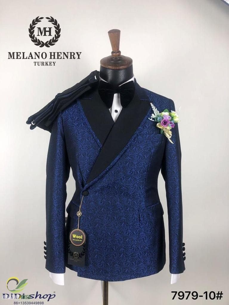 Blue Paisley Blazer Suit